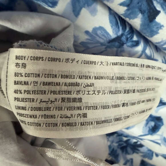 Abercrombie & Fitch Blue and White Floral Puff Sleeve Crop Top Sz XL - Picture 6 of 6